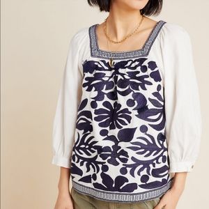 Anthropologie Mauve Liyah Embroidered Peasant Top